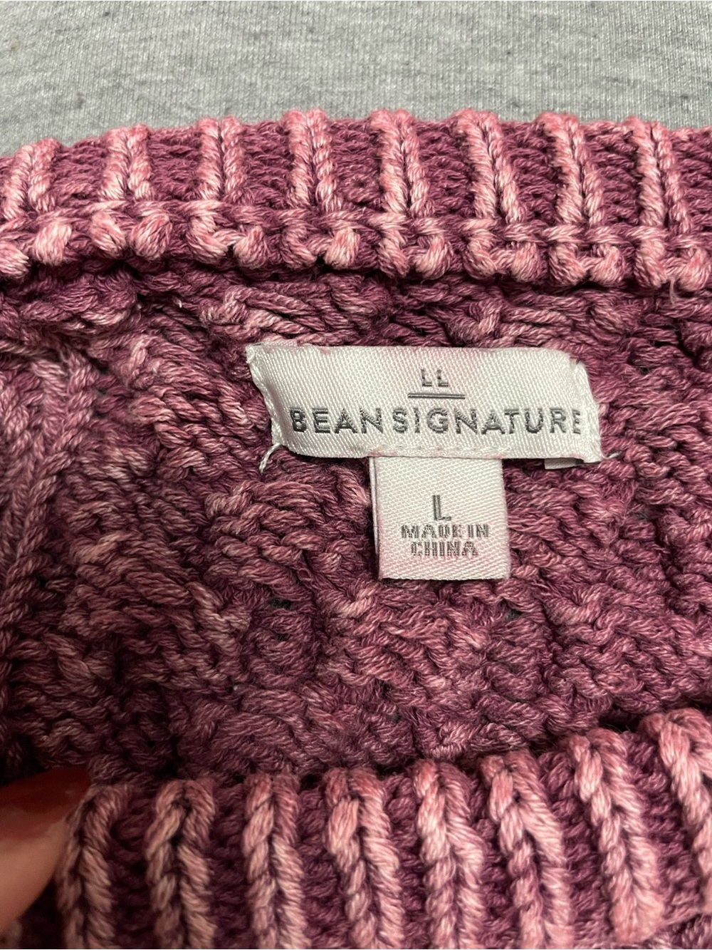 LL Bean Signature Cable Knit Side Zip Tunic Sweater Large Mauve Plum - Picture 3 of 5